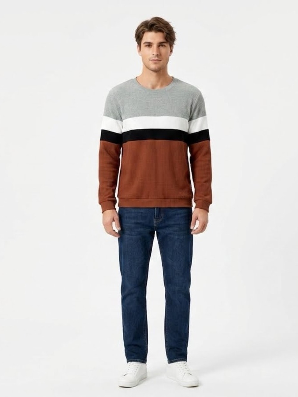 Men’s Sweater Gray, White, Black, and Brown Brand New XL
